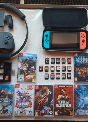 Bundle Nintendo Switch + 16 jeux (Animal Crossing, Pokémon, Mario, etc.), merk: Nintendo, staat: Nieuw zonder prijskaartje, € 684,99, € 698,69 inclusief Kopersbescherming