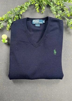 Pull col V slim fit Polo Ralph Lauren | taille M | marine/violet logo vert, marke: Ralph Lauren, zustand: Sehr gut, größe: M / 38 / 10, 32,00 €, 34,30 € inklusive Vinted-Käuferschutz