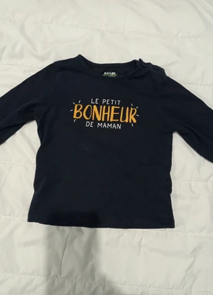 T-shirt longue manche BB Bleu marine, marque: Kiabi, état: Très bon état, taille: 18-24 mois / 86 cm, 2,50 €, 3,33 € Protection acheteurs incluse