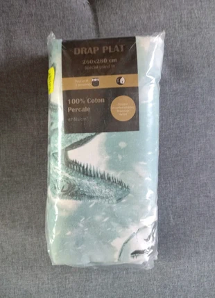 Drap plat dinosaure 260×280, condizioni: Nuovo con cartellino, taglia: King size (180-200 cm x 200 cm), €2.00, €2.80 include la Protezione acquisti