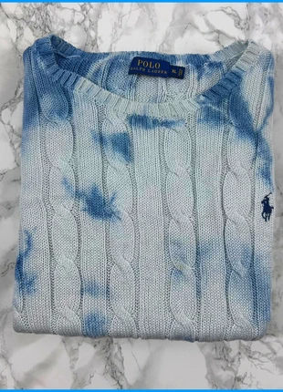 Sweat/Pull Cable Knit ,Torsadé Ralph Lauren Blanc/Bleu / Logo brodé Bleu Marine / Taille XL Homme, marca: Ralph Lauren, estado: Muy bueno, tamaño: XL, 52,00 €, 55,30 € Protección al comprador incluida