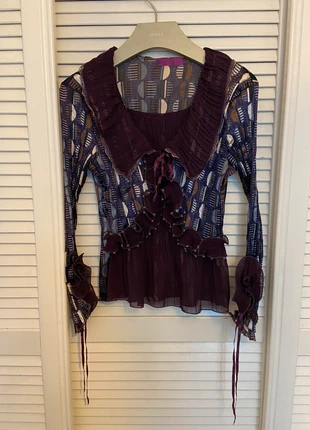 Cardigan noué vintage Y2K bohème à col volant, zustand: Sehr gut, größe: M / 38 / 10, 6,00 €, 7,00 € inklusive Vinted-Käuferschutz