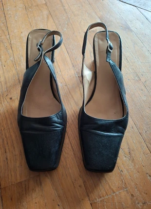 Belles chaussures slingback cuir noir, brand: aucune, condition: Good, size: 36, €7.00, €8.05 includes Buyer Protection