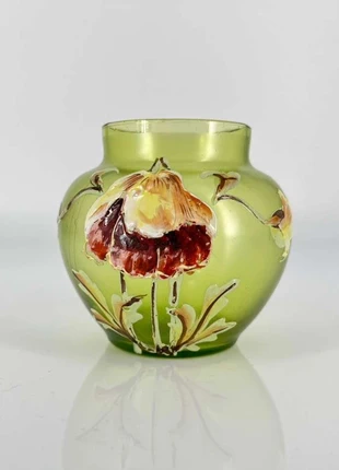 Seltene Jugendstil Glasvase mit edler Emaillemalerei , Lötz, Gallé, Galle Art Nouveau Belle Epoque, marke: Vintage Bazaar, zustand: Sehr gut, 55,00 €, 58,45 € inklusive Vinted-Käuferschutz