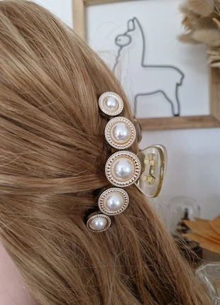 Grande Pince à cheveux dorée avec décor perles 10 cm neuve, brand: RecyKlic, condition: New with tags, €5.00, €5.95 includes Buyer Protection Pro