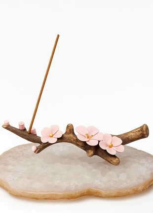 Unieke Agaatschijf Wierookhouder – Handgemaakt met Bloesemtak, marque: Energie, état: Neuf sans étiquette, 19,99 €, 21,69 € Protection acheteurs incluse