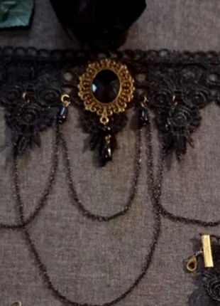 Collare Goth in pizzo nero con cameo ., marca: Gothicana by EMP, estado: Nuevo sin etiquetas, 14,50 €, 15,93 € Protección al comprador incluida