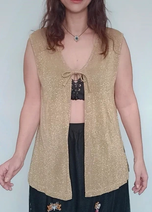 Gilet sans manche doré pailleté taille unique, marca: Afibel, estado: Novo sem etiquetas, tamanho: Tamanho único, €10.00, €11.20 inclui Proteção do Comprador Pro