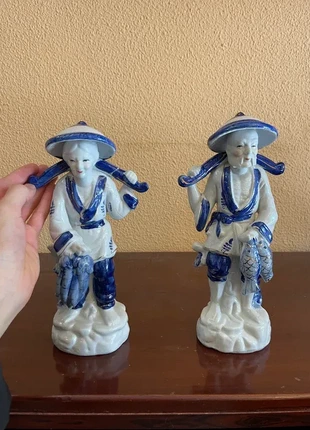 Figuras de porcelana azul y blanca estilo asiático, marca: Vintage, estado: Muito bom, €40.00, €42.70 inclui Proteção do Comprador