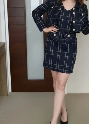 Ensemble tailleur chic à carreaux navy – Style Old Money – Taille M, marca: Cléa Montclair, estado: Muito bom, tamanho: M / 38 / 10, €59.90, €63.60 inclui Proteção do Comprador Pro