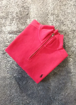 Pull/sweat half-zip | quart de zip | col camionneur rouge Ralph Lauren logo brodé bleu L homme, brand: Ralph Lauren, condition: Very good, size: L, €45.00, €47.95 includes Buyer Protection