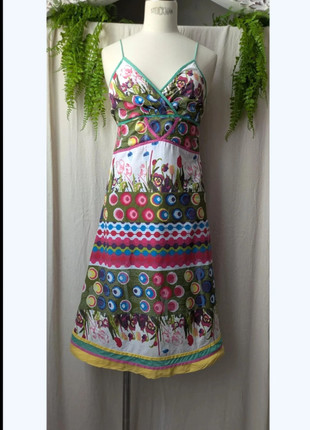 Robe d'été multicolore 100%coton bretelles spaghettis multicolores "Desigual", brand: Desigual, condizioni: Ottime, taglia: XXS / IT 36 / EU 32, €4.00, €4.90 include la Protezione acquisti Pro