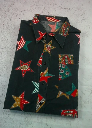 Indiennes Shirt Vintage 90s Overprint Provence Camargue Abstrait Art Chemise Nineties Provençal, brand: indiennes, condition: Good, size: L, €17.90, €19.50 includes Buyer Protection Pro