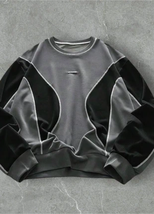 sweat gris et noir y 2k style futuriste oversize unisexe, marque: y2k, état: Neuf sans étiquette, taille: M / 38 / 10, 40,00 €, 42,70 € Protection acheteurs incluse