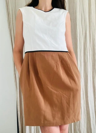 Robe bicolore crème et marron - Taille 38, marque: Jaminni&Cie, état: Très bon état, taille: M / 38 / 10, 15,00 €, 16,45 € Protection acheteurs (Pro) incluse