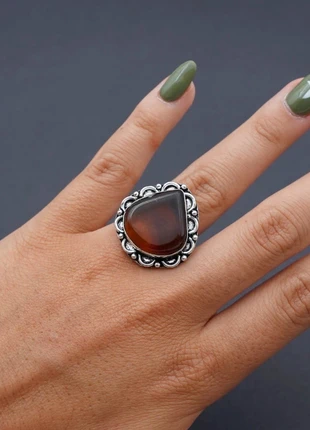 925 Sterling Silver Carnelian Gemstone Ring Size S, brand: Silver, condition: Very good, size: 19.4 mm / S½, £13.99, £15.39 includes Buyer Protection