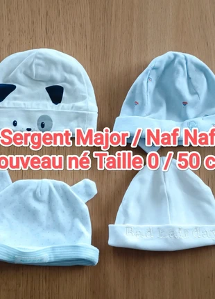 LOT : 4 bonnets naissance Sergent Major/ Naf Naf T0 mixte, marque: Sergent Major, état: Très bon état, taille: 0-3 mois, 38 cm, 6,50 €, 7,53 € Protection acheteurs incluse