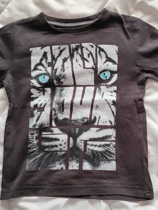 Tee-shirt manches longues noir garçon – Tigre aux yeux bleus – 4 ans, brand: Gémo, condition: Very good, size: 4 years / 104 cm, €3.00, €3.85 includes Buyer Protection