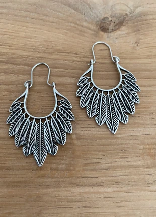 Earrings - feathers - silver color - Boho, staat: Goed, € 5,00, € 5,95 inclusief Kopersbescherming