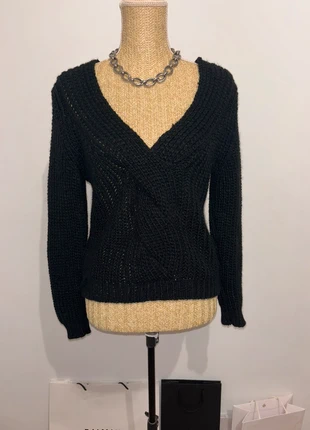 Pull noir en grosse maille tressée 🇮🇹 Col V chic & basique Made in Italy 30% laine Taille unique, estado: Muy bueno, tamaño: Talla única, 5,90 €, 6,90 € Protección al comprador incluida