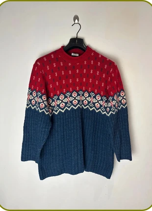 Pull vintage Maggie Lawrence motifs nordiques rouge et bleu – taille L, marca: Vintage Dressing, estado: Muito bom, tamanho: L, €7.99, €9.09 inclui Proteção do Comprador