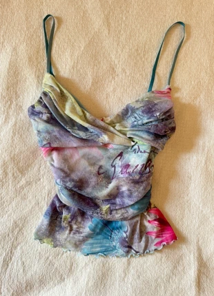 Sublime débardeur top en mesh voilage imprimé, brand: y2k, condition: Very good, size: XS / 34 / 6, €23.00, €24.85 includes Buyer Protection Pro