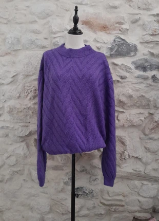 Pull laine violet lila motif chevron fait main, marke: Fait Main, zustand: Sehr gut, größe: L / 40 / 12, 50,00 €, 53,20 € beinhaltet Vinted-Käuferschutz Pro