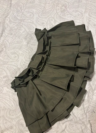 Khaki ruffle skirt, brand: PrettyLittleThing, condition: New without tags, size: XS / UK 4-6, £2.50, £3.33 includes Buyer Protection