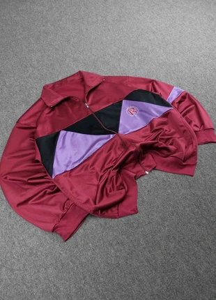 Veste Survêtement Zippé Vintage 90s Bordeau / Violet à Motifs Color Block et Logo Brodé (M), brand: Vintage Dressing, condition: Good, size: M, €21.00, €22.75 includes Buyer Protection Pro