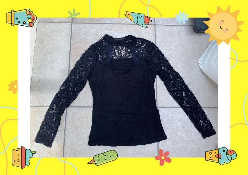 T-shirt moulant dentelle Shein - photo numéro 2