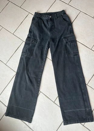 Jean noir taille haute jambe large XS Shein poches cargo, marque: Shein, état: Très bon état, taille: XS / 34 / 6, 2,00 €, 2,80 € Protection acheteurs incluse