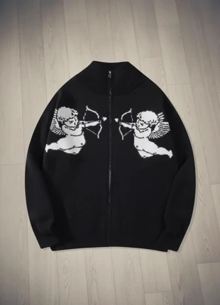 Streetwear Gilet Zippé Noir, motif Chérubins / Cupidons, brand: Vintage Dressing, condition: Very good, size: M, €50.00, €53.20 includes Buyer Protection