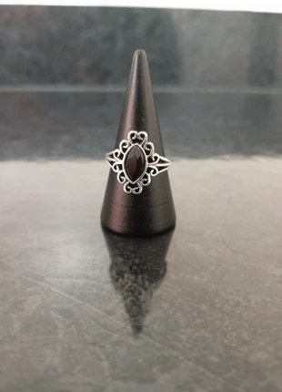 Black stone ring, condition: New with tags, size: 17.3 mm / N½, £5.00, £5.95 includes Buyer Protection