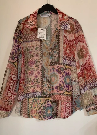 Chemise ZARA fluide imprimée patchwork bohème – légère – boutons – taille M, brand: Zara, condition: New with tags, size: M / 38 / 10, €19.99, €21.69 includes Buyer Protection