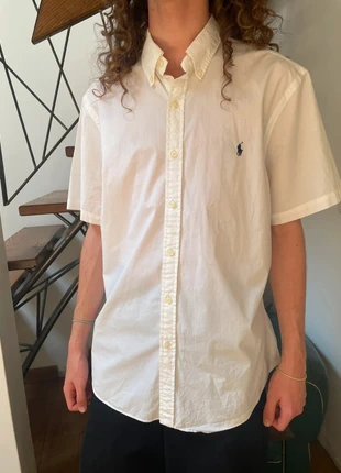 Chemise Ralph Lauren à manche courte blanche logo bleu marine en taille XL, marque: Ralph Lauren, état: Très bon état, taille: XL, 24,00 €, 25,90 € Protection acheteurs incluse