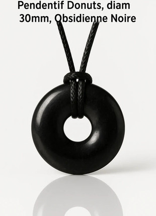 Collier avec pendentif donuts, obsidienne noire, qualité A., état: Neuf sans étiquette, 4,00 €, 4,90 € Protection acheteurs (Pro) incluse