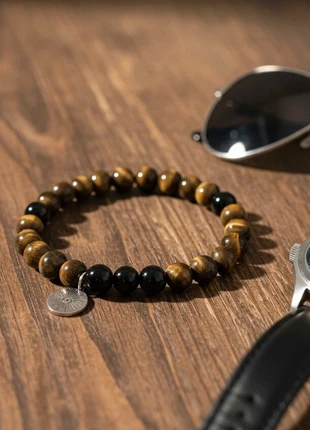 Bracelet en Pierres Naturelles - Œil de Tigre & Onyx Noir 🖤, marque: Silver, état: Très bon état, 7,50 €, 8,58 € Protection acheteurs incluse