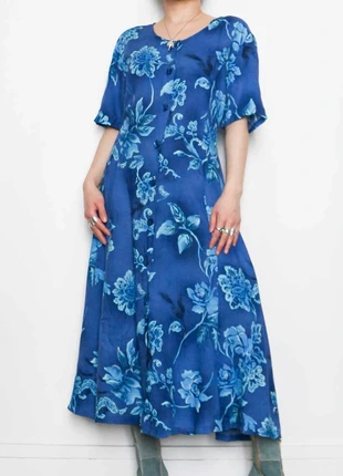 Blue floral dress | Robe bleue fleurie, marque: Vintage, état: Très bon état, taille: M / 38 / 10, 10,00 €, 11,20 € Protection acheteurs (Pro) incluse