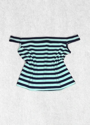 Ribbed Striped Stretch Tank – Blue, White & Aqua, marque: GUESS, état: Très bon état, taille: M / 38 / 10, 8,50 €, 9,63 € Protection acheteurs incluse