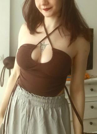 Top court decolté marron, brand: Inconnu, condition: New without tags, size: S / 36 / 8, €7.00, €8.05 includes Buyer Protection