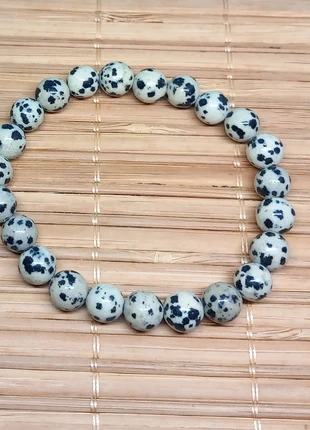 Bracelet en perles de pierres polies Jaspe Dalmatien, zustand: Neu, 2,85 €, 3,69 € beinhaltet Vinted-Käuferschutz Pro