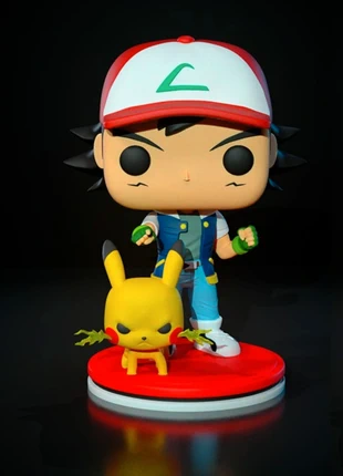 Cust0m funkopop "ash and pikachu" pokemon, staat: Goed, maat: Universeel, € 80,00, € 84,70 inclusief Kopersbescherming