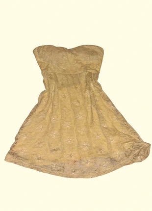 Coquette Lace Strapless Mini Dress Tube Top Pale Yellow Pastel Fairy Prom Party Dress, merk: buonissima, staat: Nieuw met prijskaartje, maat: S / 36 / 8, € 9,50, € 10,68 inclusief Kopersbescherming