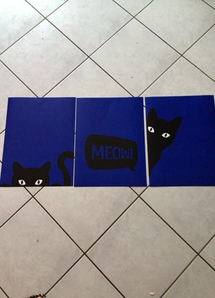 Lot de 3 affiches chats 30x40 cm Design Meow! noir et bleu, merk: GiFi, staat: Nieuw, € 6,00, € 7,00 inclusief Kopersbescherming