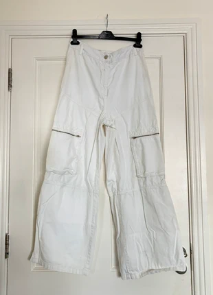 Topshop Off-White High Waist Cargo Pants, brand: Topshop, condition: Good, size: M / 38 / 10, €3.00, €3.85 includes Buyer Protection