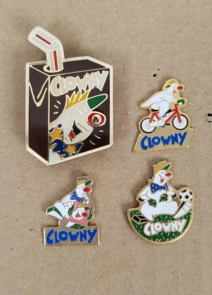 Réunion de 4 pin's publicitaires clowny lactel, marque: Collection, état: Très bon état, 5,00 €, 5,95 € Protection acheteurs (Pro) incluse
