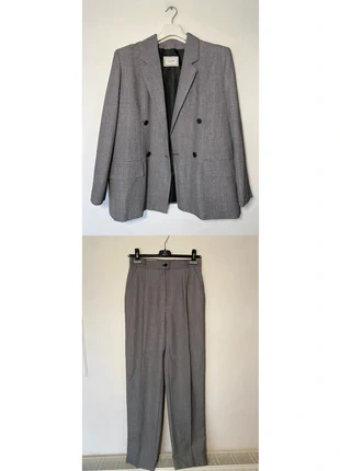 Ensemble de tailleur veste + pantalon gris vintage 80s, marca: SYM, estado: Muito bom, tamanho: M / 38 / 10, €25.00, €26.95 inclui Proteção do Comprador