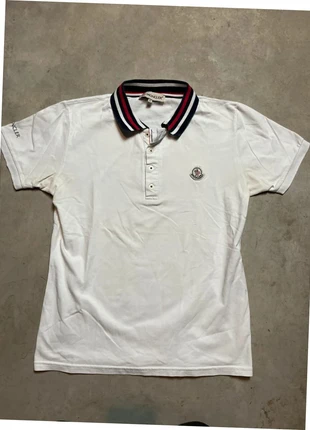Polo Moncler blanc homme S – Logo brodé, merk: Moncler, staat: Heel goed, maat: S, € 13,00, € 14,35 inclusief Kopersbescherming