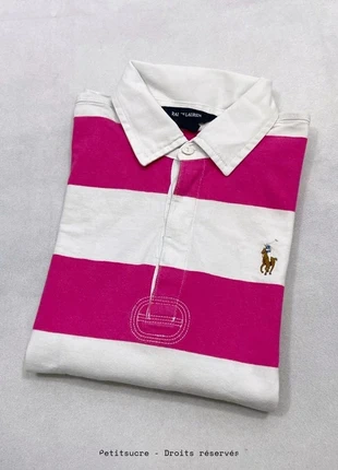 Polo Rugby Polo Ralph Lauren y2k Rayé Rose Blanc Femme 100% coton Straight - Taille XL 16 Ans /203R, marca: Ralph Lauren, estado: Muy bueno, tamaño: 16 años /176 cm, 39,00 €, 41,65 € Protección al comprador Pro incluida