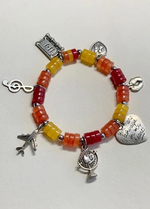 Bracciale ‘Life’ con filo elastico, pietre dure e charms in argento tibetano., marca: Handmade, estado: Novo com etiquetas, €7.00, €8.05 inclui Proteção do Comprador